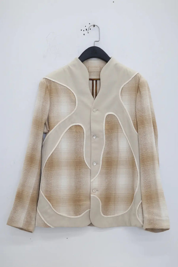 communs cream plaid top FW23-C118A
